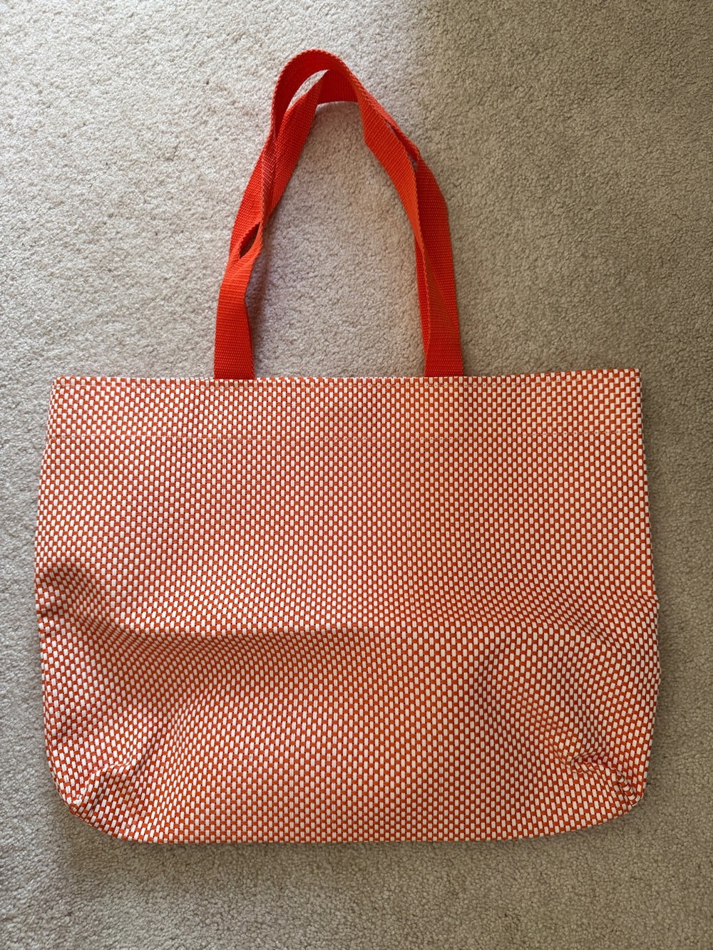 Crate&Barrel Orange Patterned Tote - Picture 1 of 2